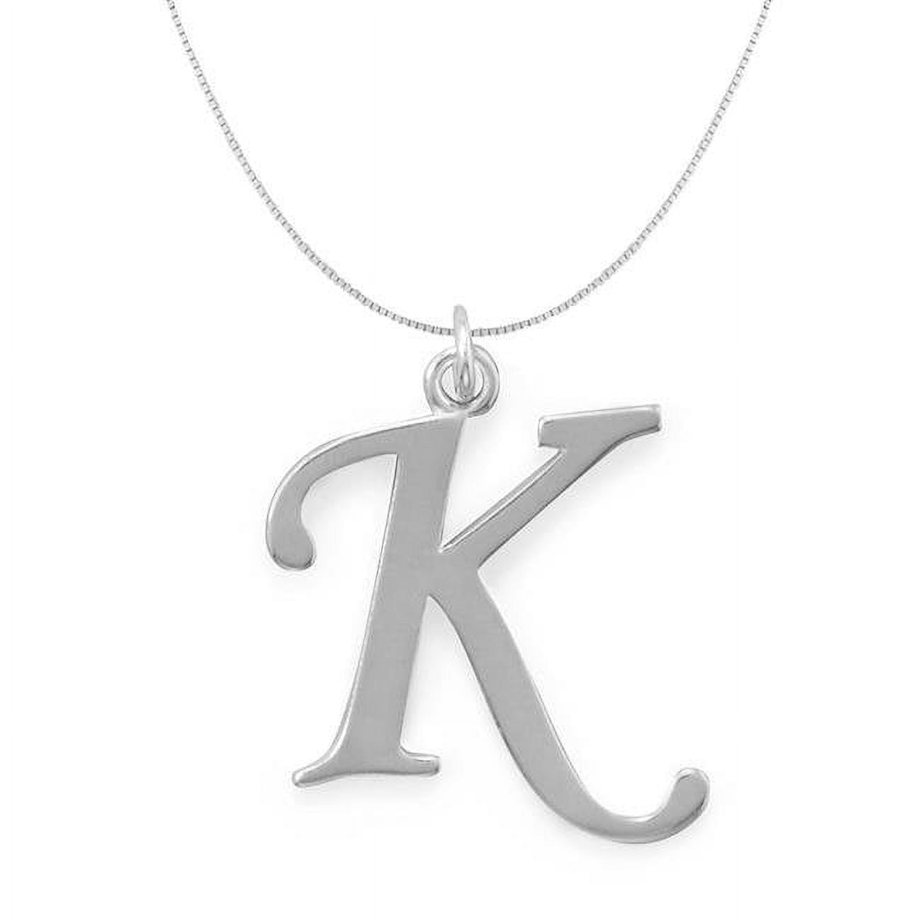Picture of 18 in. Sterling Silver Initial Letter K Pendant with 0.70 mm Thin Box Chain