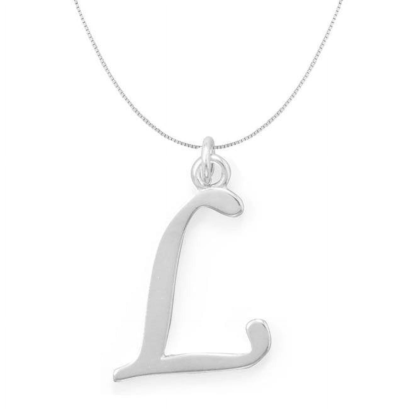Picture of 16 in. Sterling Silver Initial Letter L Pendant with 0.70 mm Thin Box Chain
