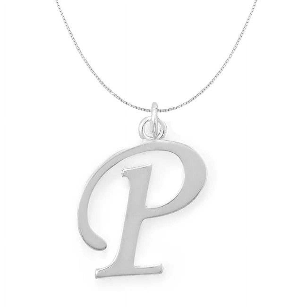 Picture of 16 in. Sterling Silver Initial Letter P Pendant with 0.70 mm Thin Box Chain