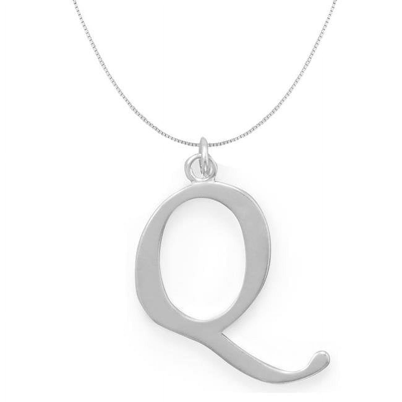 Picture of 16 in. Sterling Silver Initial Letter Q Pendant with 0.70 mm Thin Box Chain