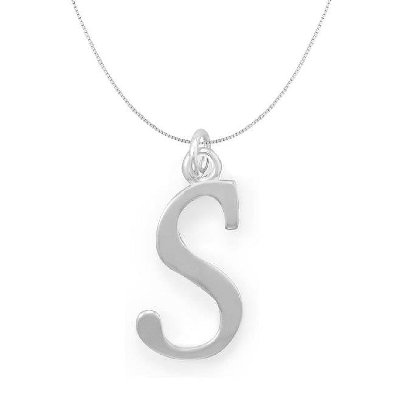 Picture of 16 in. Sterling Silver Initial Letter S Pendant with 0.70 mm Thin Box Chain