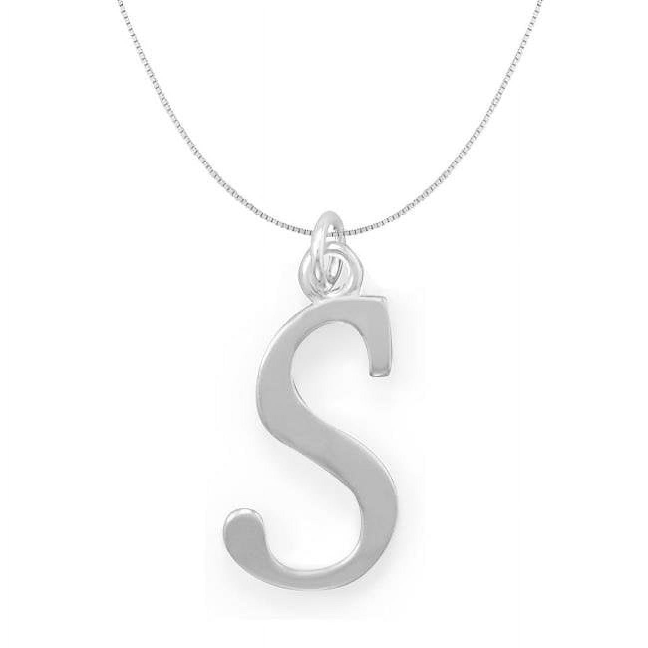 Picture of 18 in. Sterling Silver Initial Letter S Pendant with 0.70 mm Thin Box Chain