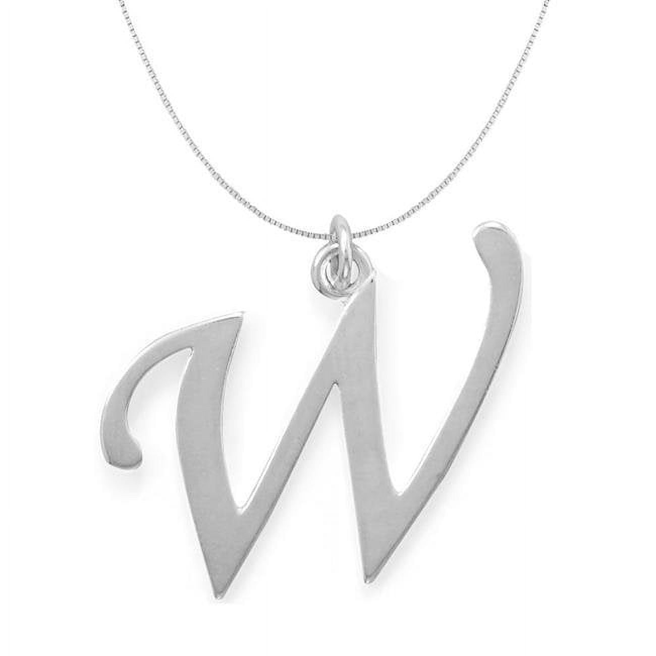 Picture of 18 in. Sterling Silver Initial Letter W Pendant with 0.70 mm Thin Box Chain