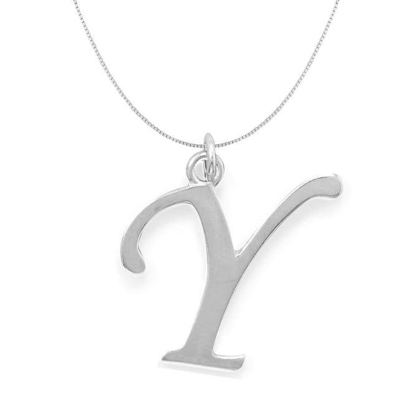 Picture of 16 in. Sterling Silver Initial Letter Y Pendant with 0.70 mm Thin Box Chain
