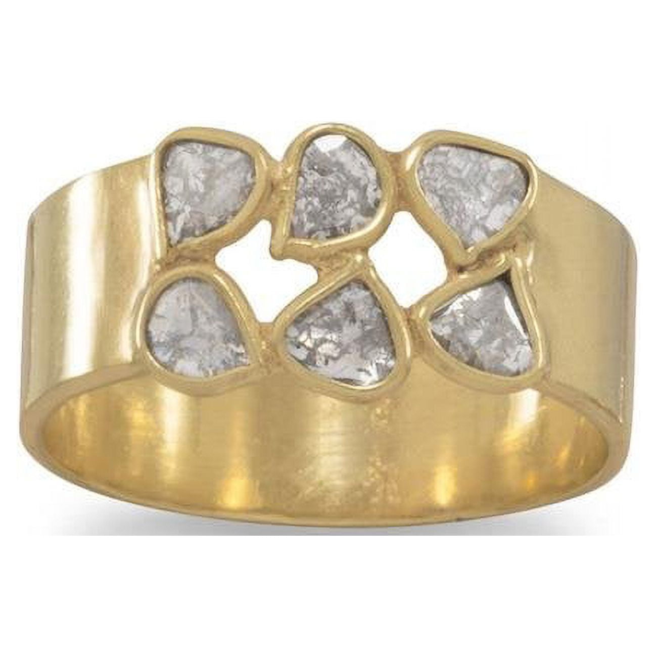 83680-6 14K Gold Plated Sterling Silver Genuine Polki Diamond Ring - Size 6 -  Precious Stars