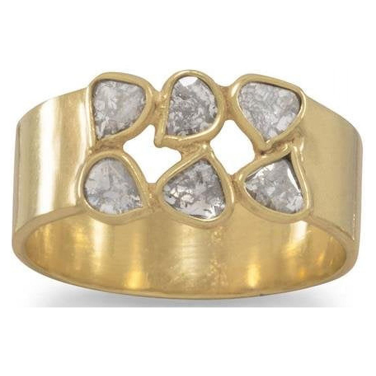 83680-7 14K Gold Plated Sterling Silver Genuine Polki Diamond Ring - Size 7 -  Precious Stars