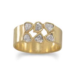 83680-8 14K Gold Plated Sterling Silver Genuine Polki Diamond Ring - Size 8 -  Precious Stars