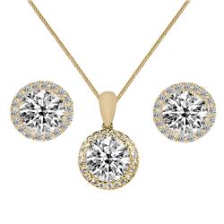 Picture of Precious Stars E1686-P2481-CH193-16 16 in. 14K Yellow Gold Cubic Zirconia Halo Earring & Pendant Set