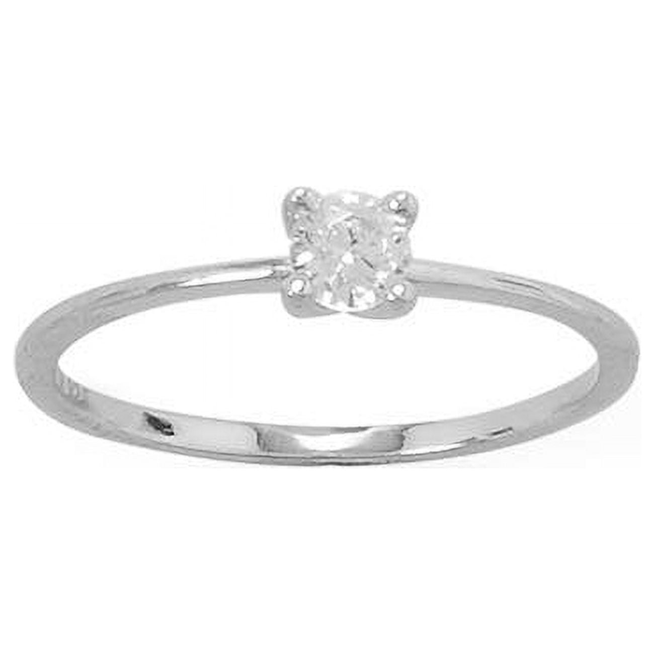 Picture of Precious Stars 83808-10 Sterling Silver Round-Cut Cubic Zirconia Solitaire Promise Ring - Size 10