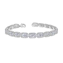 Picture of 14K White Gold Swarovski Crystal Emerald Link Tennis Bracelet