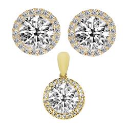 Picture of Precious Stars ER1686-PT2481 14K Yellow Gold Cubic Zirconia Halo Earring & Pendant Set