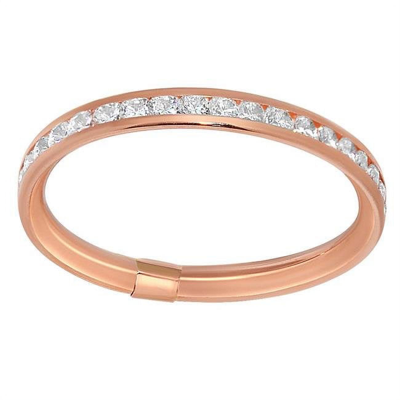 Precious Stars Jewelry 14k Rose Gold Channel-set Round-cut Cubic Zirconia Thin Eternity Band