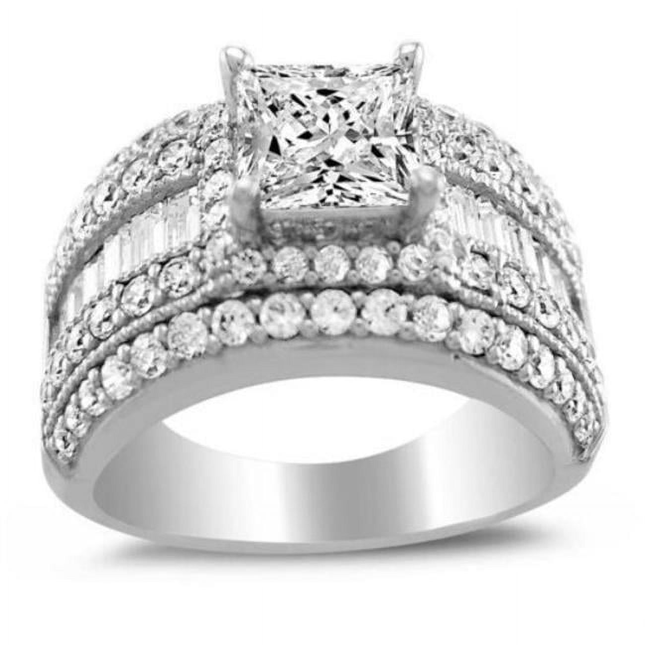 OS0065-RG-sz5 14K White Gold 2.5CT TGW Princess-cut Diamonette Engagement Ring, Size 5 -  Precious Stars, OS0065-RG_sz5