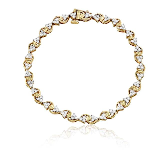 Picture of Dimaya Fine Jewelry HETBS-0190-Y Yellow Goldplated Sterling Silver 0.20ct TDW White Diamond 7 Inch Link Bracelet