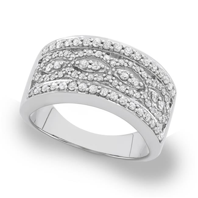 Picture of Dimaya Fine Jewelry HERI1580-W-sz6 10k White Gold 0.80ct TDW White Diamond Wide Fashion Band