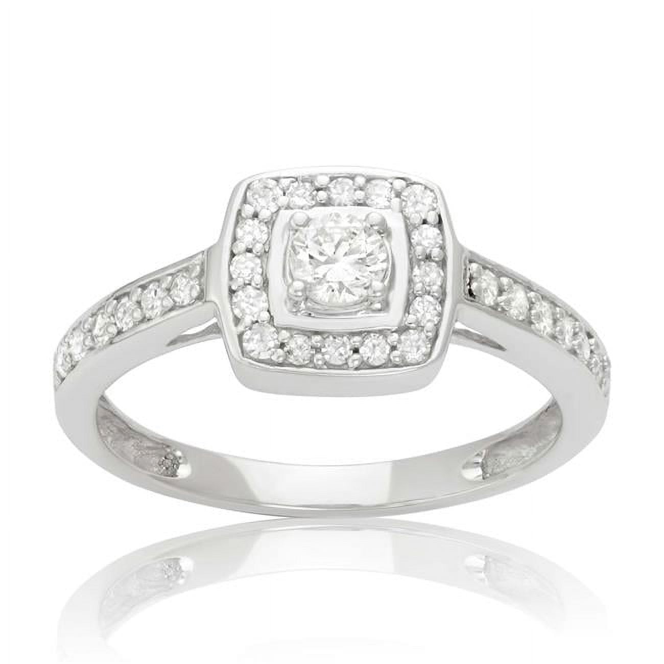 Picture of Dimaya Fine Jewelry HERI0631-W-sz9 14k White Gold 0.50ct TDW White Diamond Halo Engagement Ring