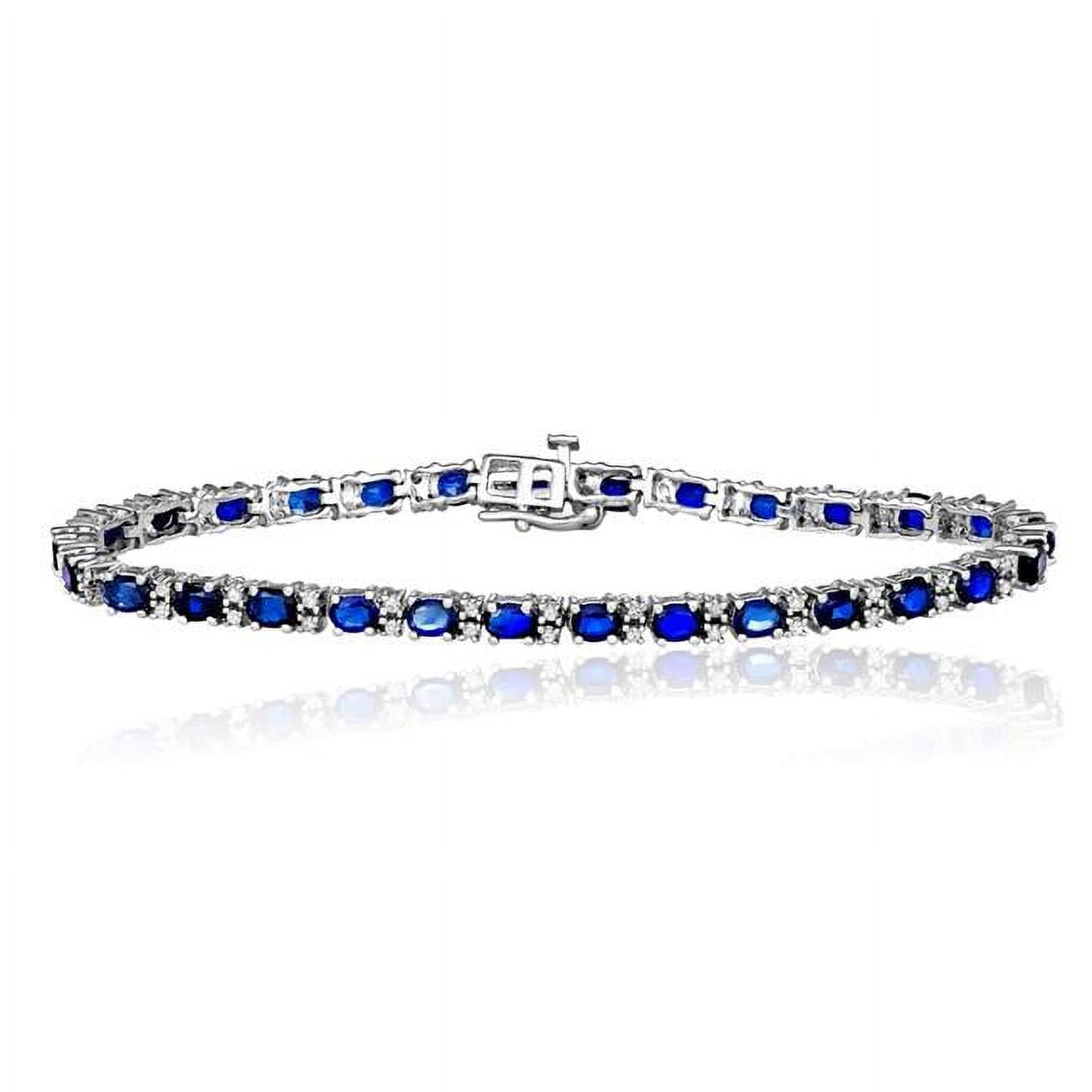 Picture of Dimaya Fine Jewelry HET-BS0073SP-W Sterling Silver 0.50ct TGW Blue Sapphire 8-inch Link Bracelet