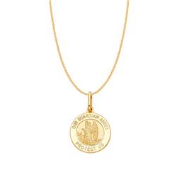 Picture of Precious Stars PT283-CH193-16 0.8 mm 14k Yellow Gold Our Guardian Angel Round Medallion with Square Wheat Chain