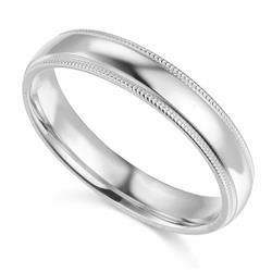 Picture of BMR-040W-6.5 Size 6.5 14K White Gold 4 mm Standard-Fit Milgrain & Polished Wedding Band