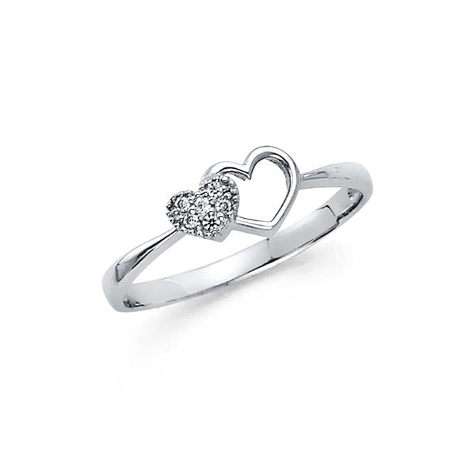 Picture of DM0769RG-sz7 Size 7 14K White Gold Cubic Zirconia Double Heart Ring for Womens