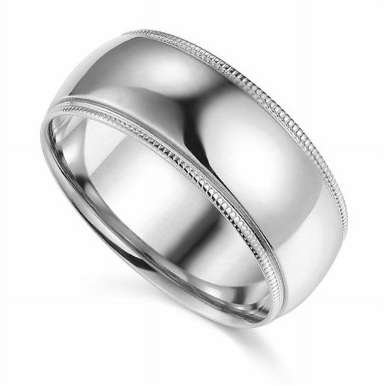 Picture of BMC-080W-9.5 8 mm 14K White Gold Comfort-fit Milgrain & Polished Wedding Band - Size 9.5
