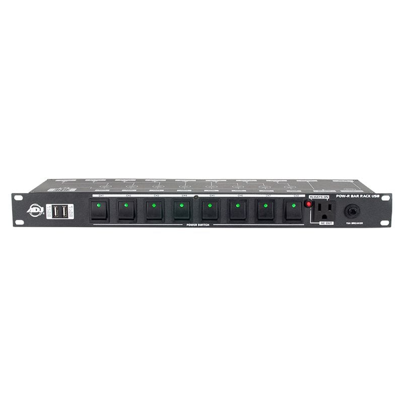 POW074 Power Bar Rack USB 19 in. Rack 6 Outlets