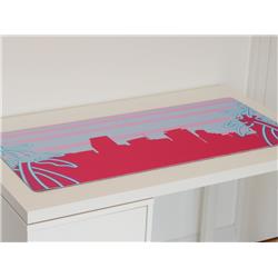 Picture of Desk Cookies DCDM001 900 x 400 mm Miami Skyline Desk Mat with Stitched Edges&#44; Pink & Blue