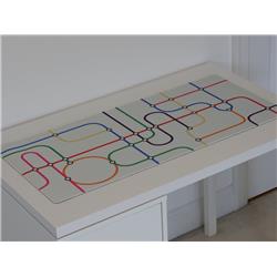 Picture of Desk Cookies DCDM002 900 x 400 mm Subway Transit Desk Mat with Stitched Edges&#44; White