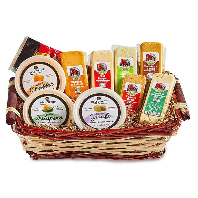 Picture of Deli Direct DDMBB-2912 Cheese & Sausage Bountiful Basket with Cutting board