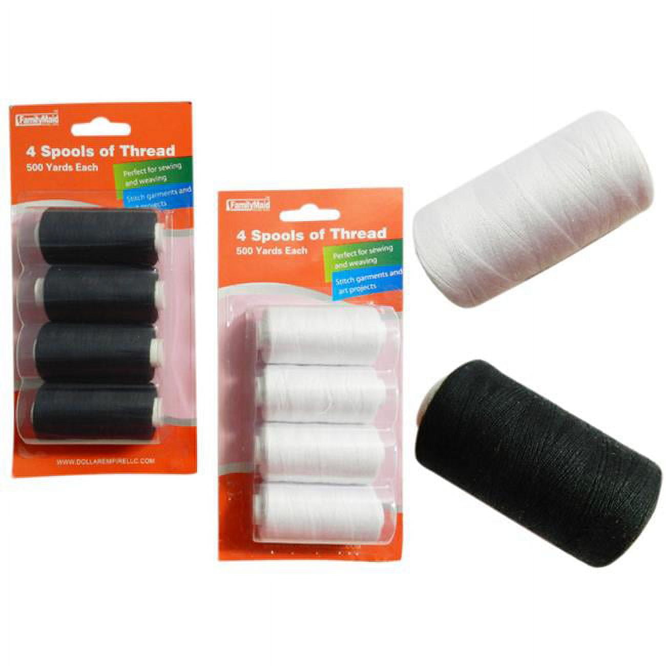 Picture of Familymaid 19295 500 yards White Sewing Thread&#44; 4 Piece - Pack of 96