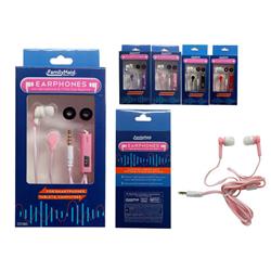 Family Maid 32138D 1.2 M Earphone with Microphone, Blue, Red, Black & Purple - Pack of 144