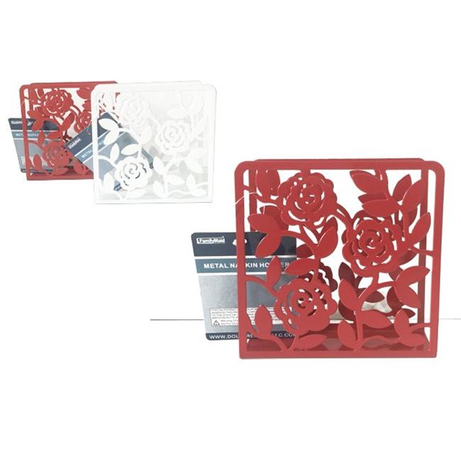 Picture of FamilyMaid 13945 White & Red Rose Napkin Holder&#44; 5 x 5 x 1 - Pack of 96