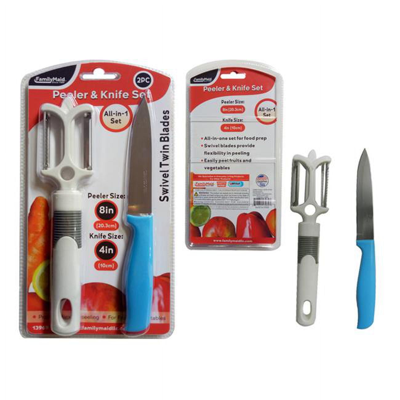 Picture of FamilyMaid 13969 4 in. Blue Vegetable Peeler & Knife&#44; 2 Piece - Pack of 96