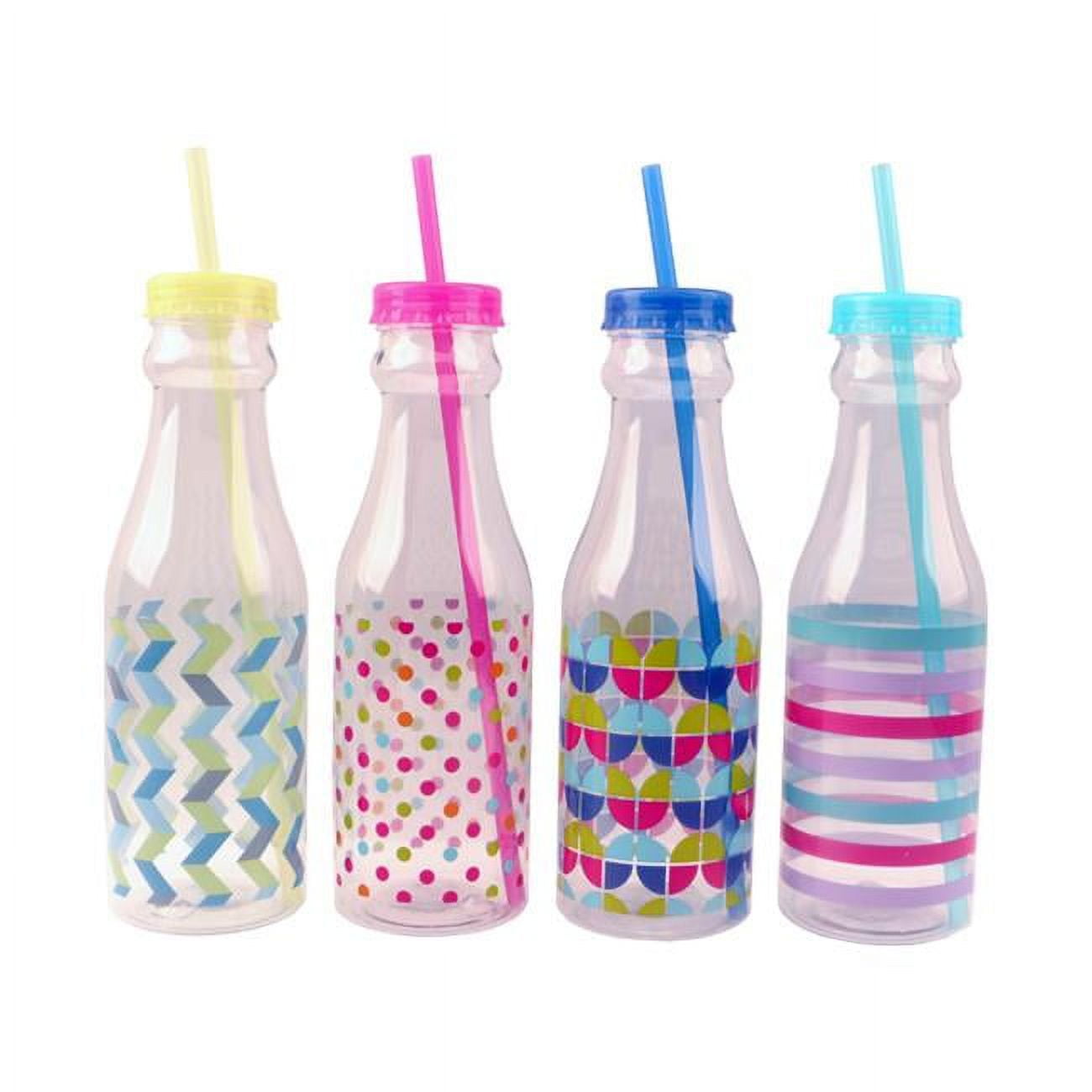 Picture of Family Maid 15717B 550 ml Water Bottle with Straw&#44; Blue & Pink - Pack of 24