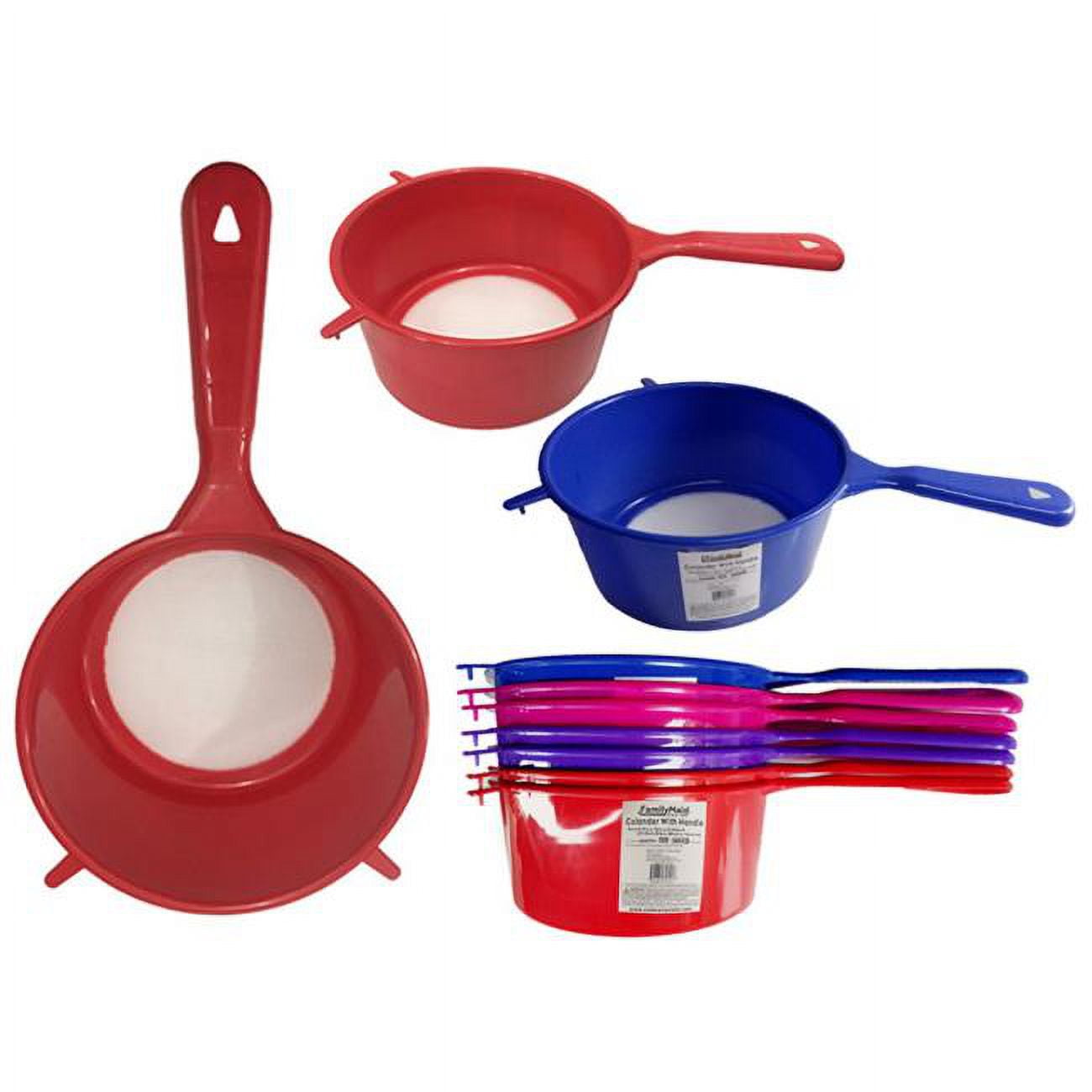 Picture of FamilyMaid 60041 Red & Blue Colander with Handle&#44; 8.5 dia. x 4 x 15 in. - Pack of 72