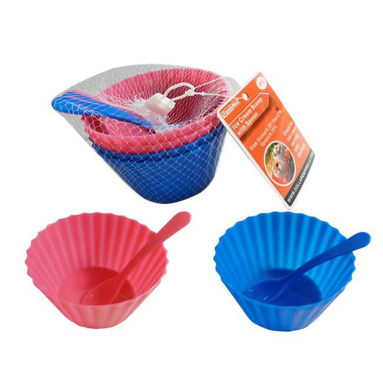 Picture of FamilyMaid 62111 4.25 dia. x 2 in. Pink & Blue Ice Cream Scoop with Spoon&#44; 4 Piece - Pack of 96
