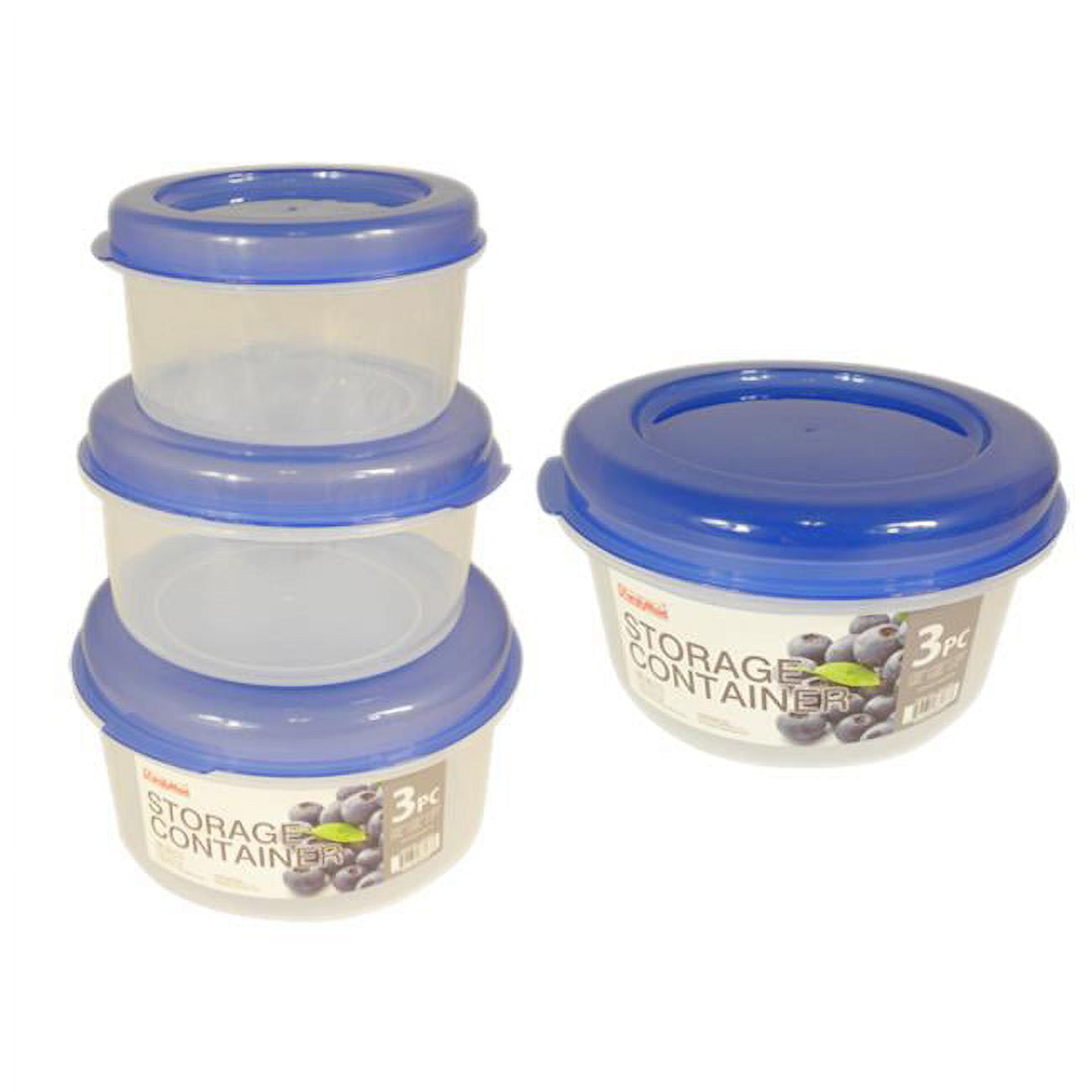 Picture of Family Maid 88233N 550 & 85 ml Round Clear Body Food Storage Container with Lid&#44; Neon Blue - 3 Piece - Pack of 48