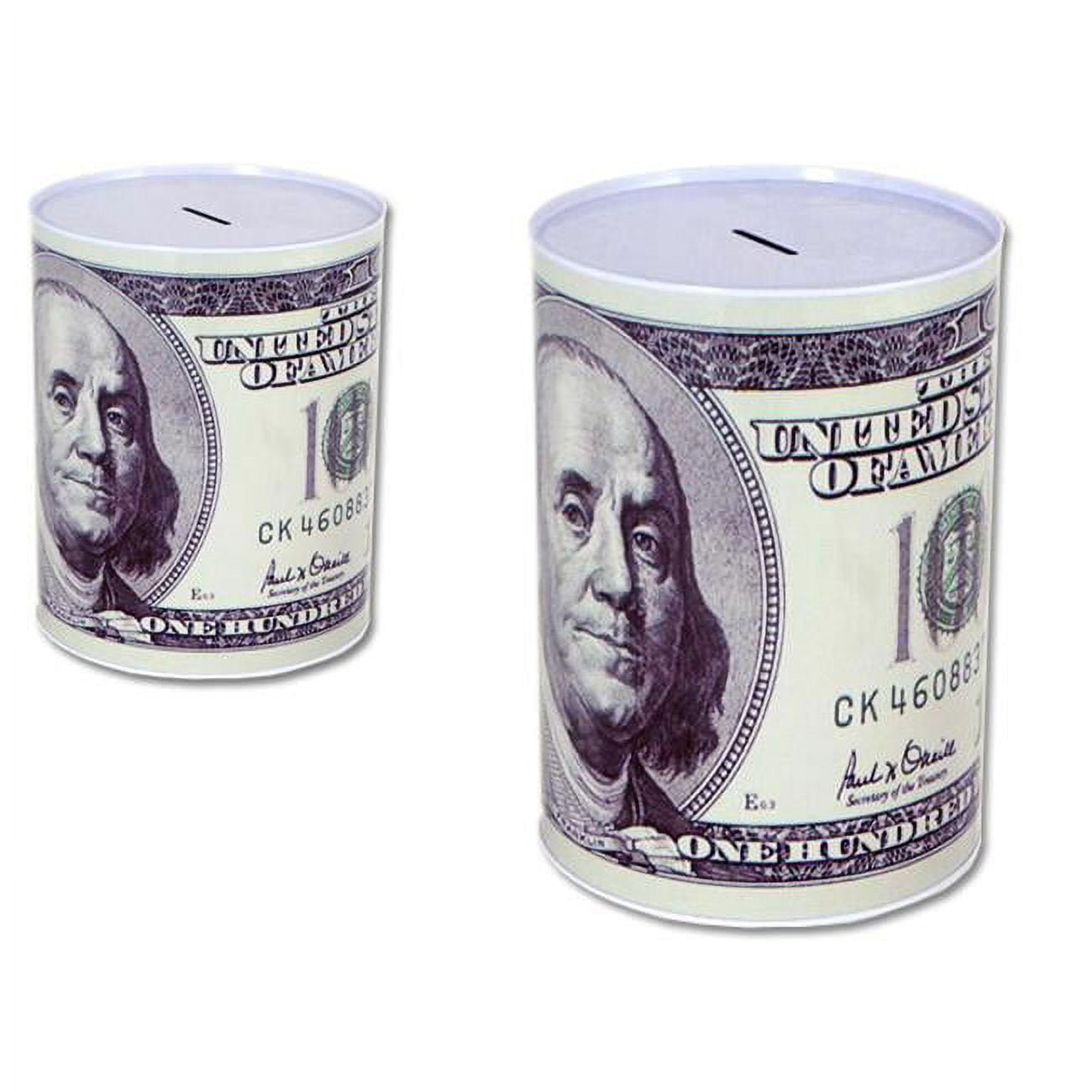Picture of FamilyMaid 23640 6.1 dia. x 8.5 in. US 100 Dollar Saving Bank Tin&#44; Pack of 24