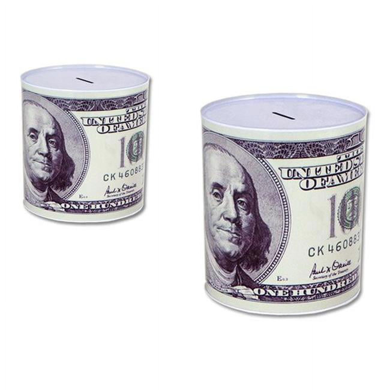 Picture of FamilyMaid 23641 5.3 dia. x 5.8 in. US Dollar Medium Saving Bank Tin&#44; Pack of 48