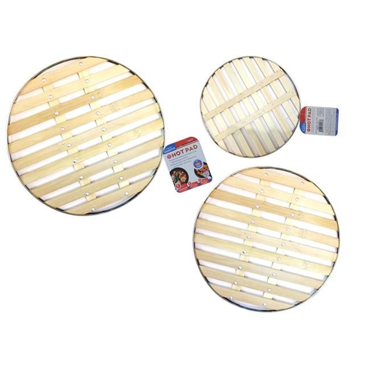 Picture of FamilyMaid 14117 11 in. Dia. x 0.45 in. Bamboo Hot Pad with Metal Rim