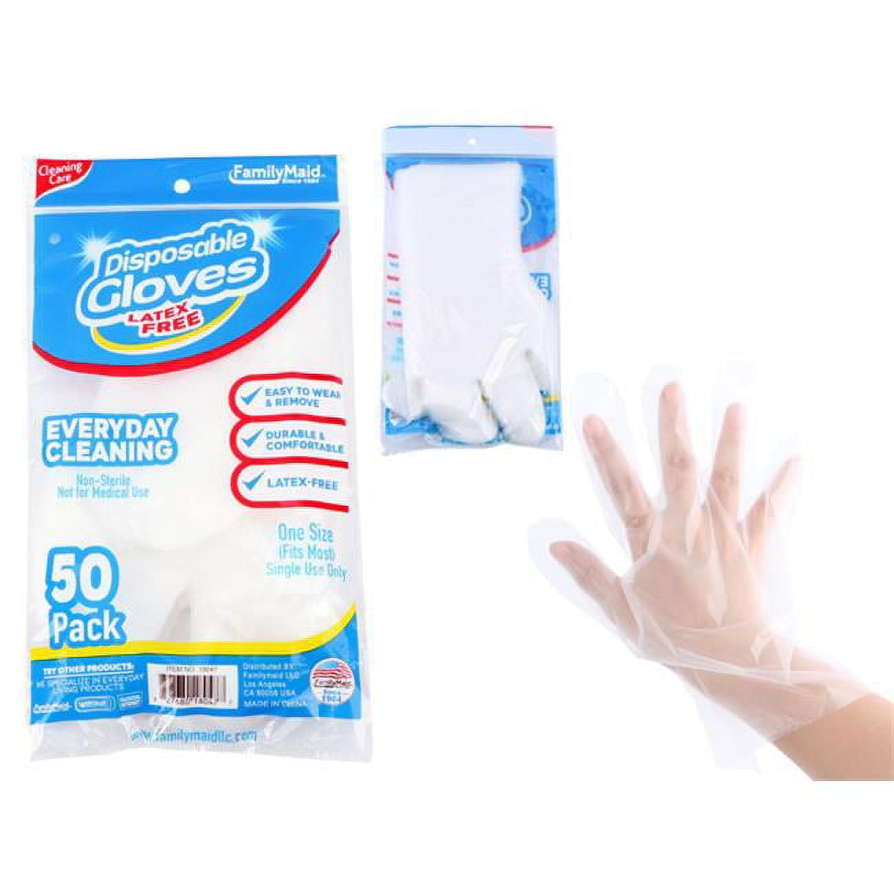 Picture of FamilyMaid 18047 1.5 g Disposable Gloves - 50 Piece