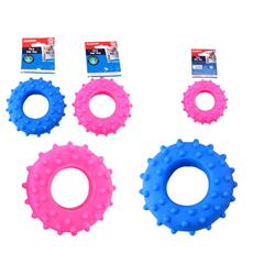 Picture of FamilyMaid 19344E 4.75 in. Dia. x 1.75 in. Tire Squeaky Pet Toy&#44; Blue & Pink