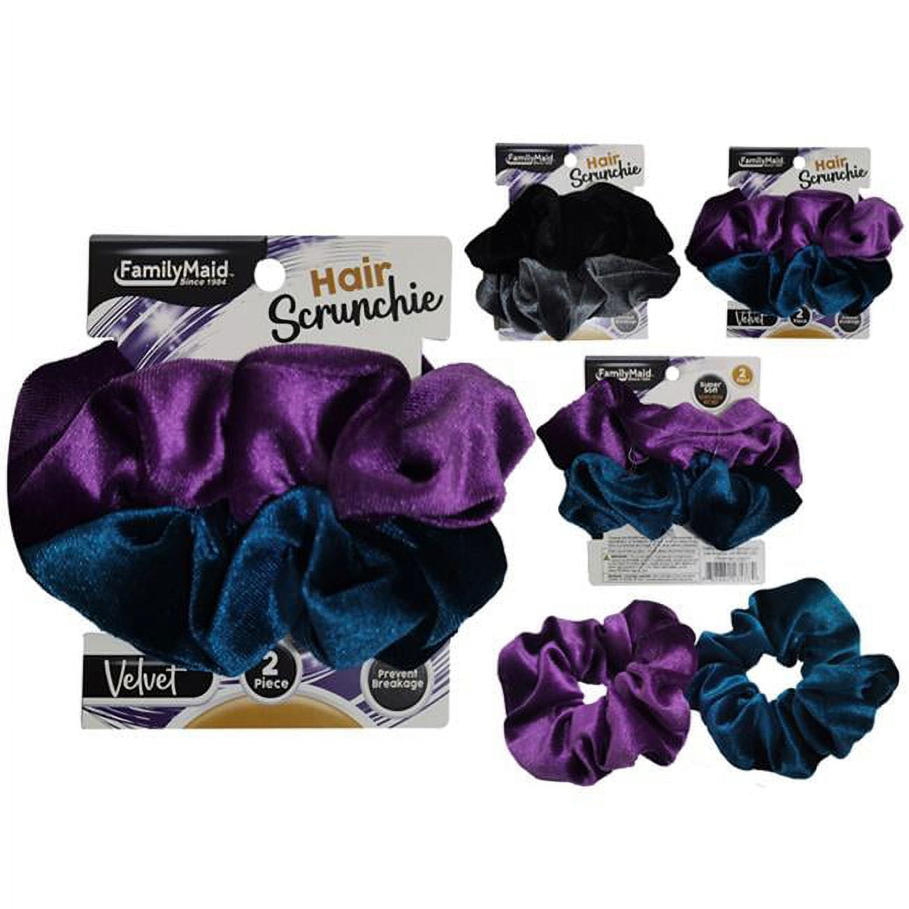 Picture of FamilyMaid 23477 2 in. Velvet Hair Ties with Scrunchie Jumbo - 2 Piece - Pack of  288