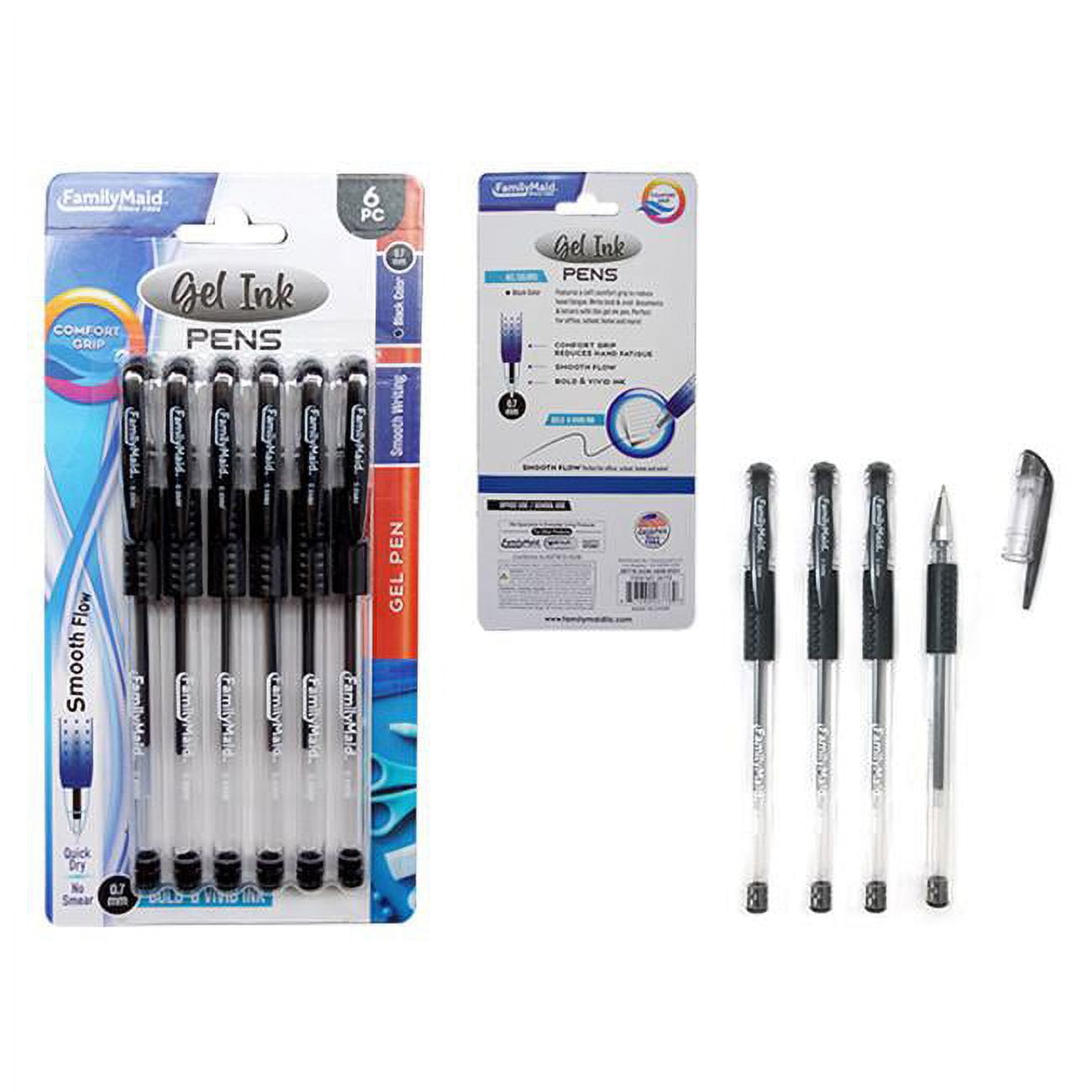 Picture of FamilyMaid 26778 5.75 in. Gel Ink Pens with 0.6 mm Rubber&#44; Black - 6 Piece