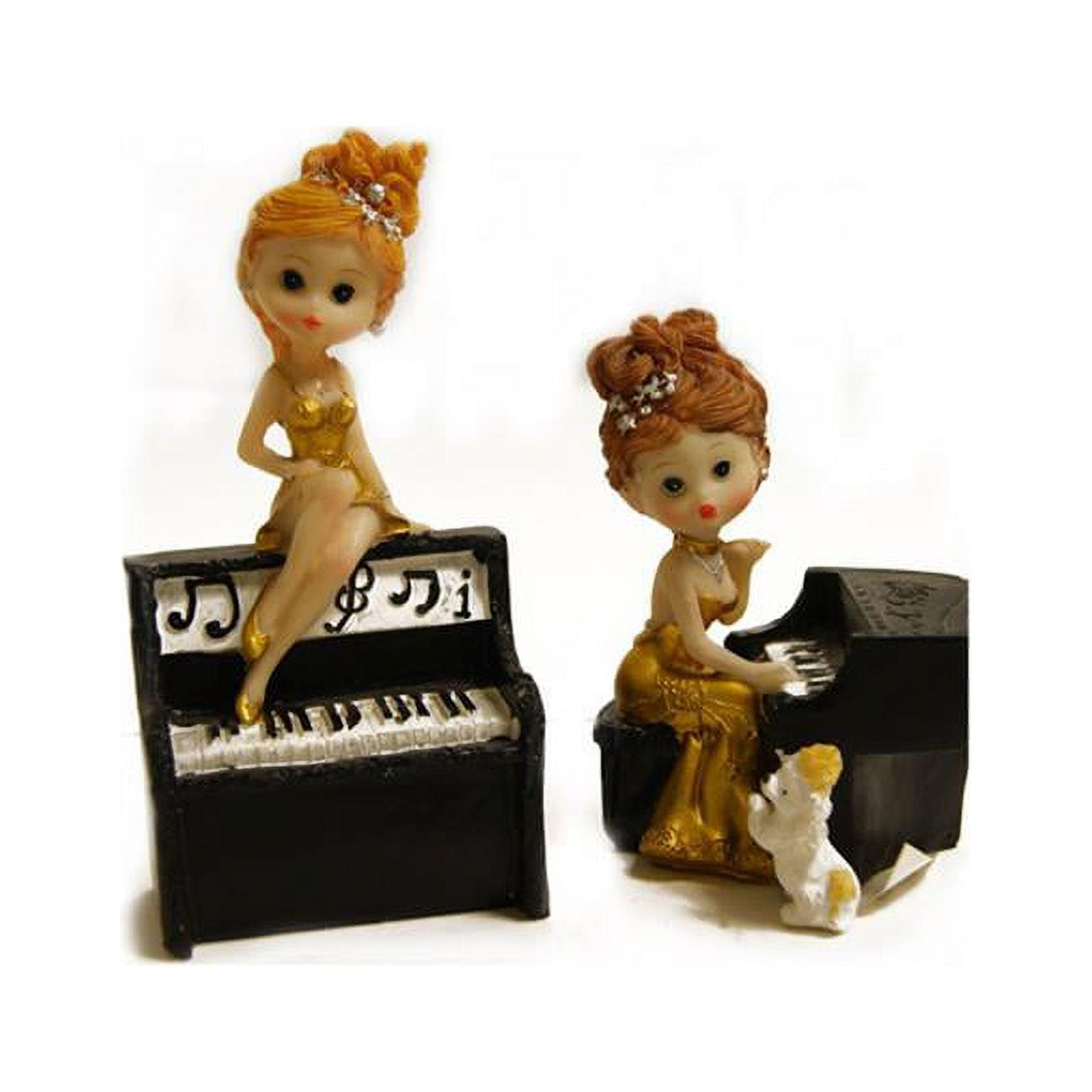 Picture of FamilyMaid 53531 6.25 in. 1-F Lady in Red Scapulter with Piano - Set of 2