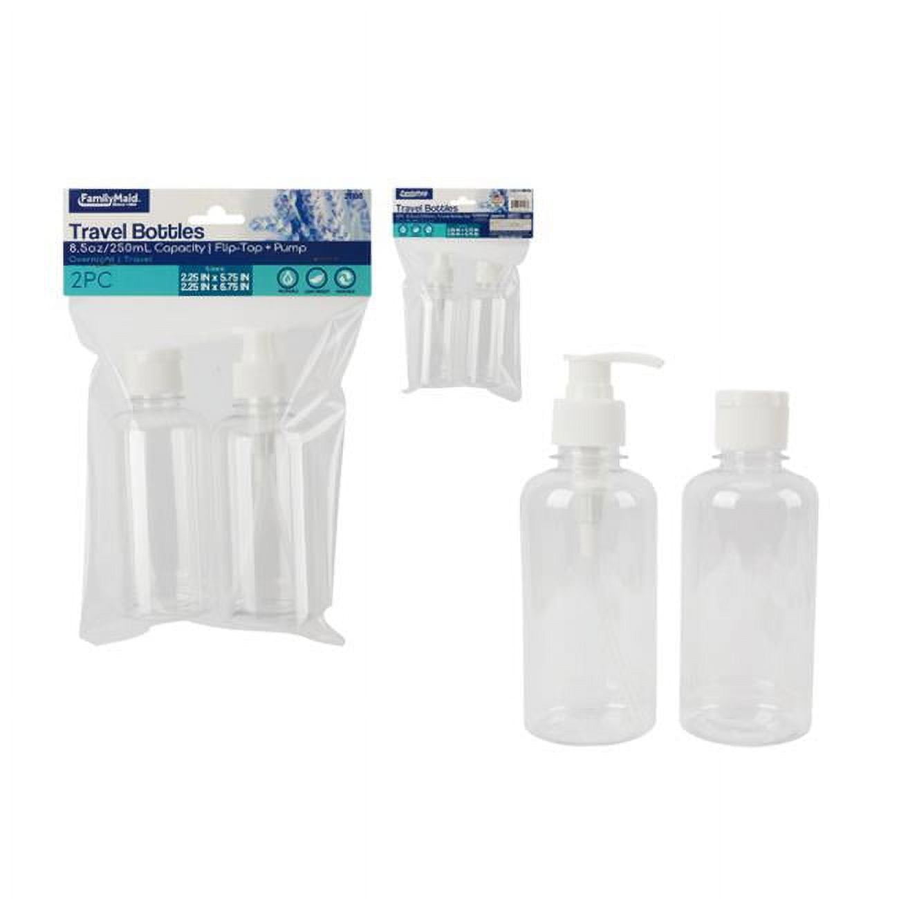 Picture of Familymaid 21108 Travel Bottle Set with White Lids&#44; Clear - 2 Piece