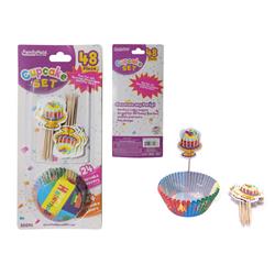 Picture of Familymaid 30096 Birthday Liners Plus Toppers Cupcake Set - 48 Piece