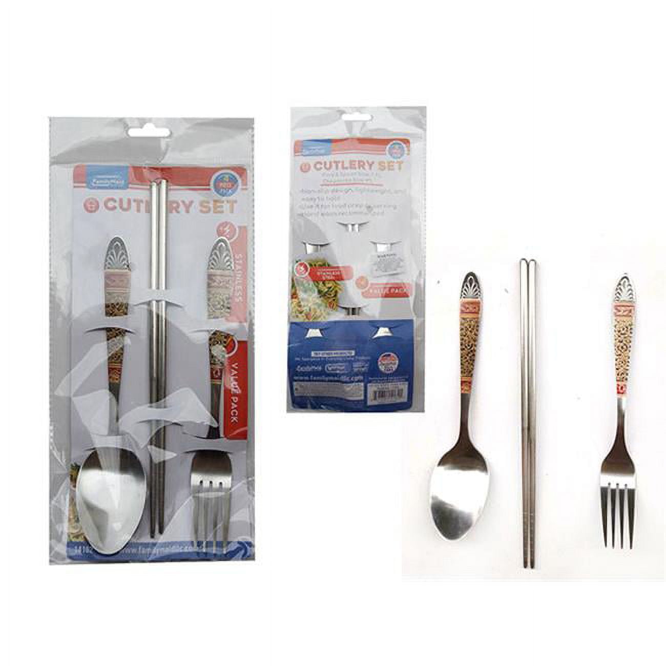 Picture of Familymaid 14162 7.1 in.&#44; 9 in. Fork Spoon Chopstick Cutlery Set - 4 Piece