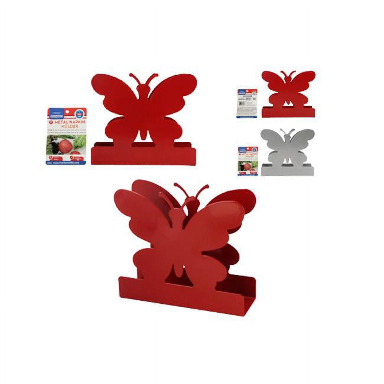 Picture of Familymaid 13943 Metal Butterfly Napkin Holder&#44; Red & Silver - 2 Piece
