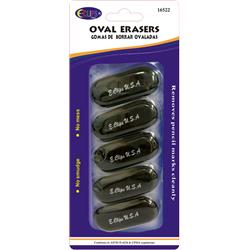 Picture of DDI 1945209 Oval Shaped Erasers 5 Count - Black Case of 24